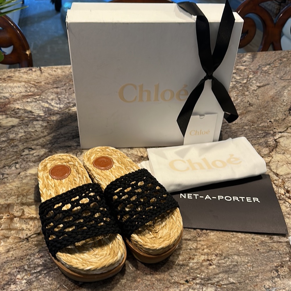 Chloé wavy crocheted platform slide size 38